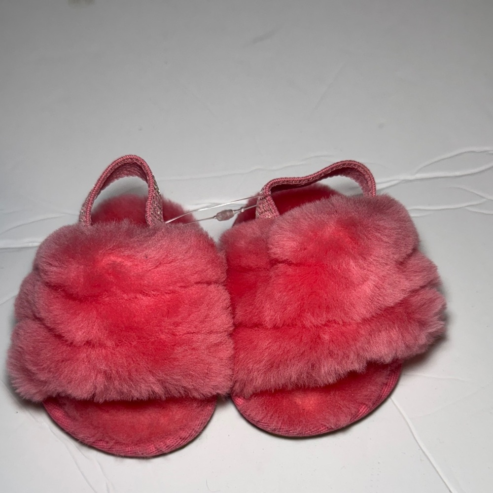 UGG Kids Pink Fluffy Sandals